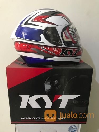 Helm KYT Vendetta 2 Putih Merah Biru Seri 1 Series White Red Blue