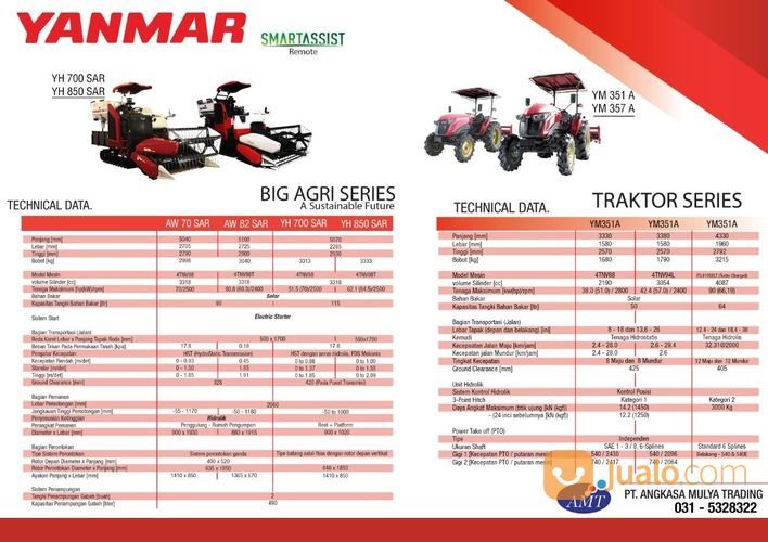 Combine Harvester Yanmar Yh850, AW82, AW70. Siap Kirim Seluruh Indonesia