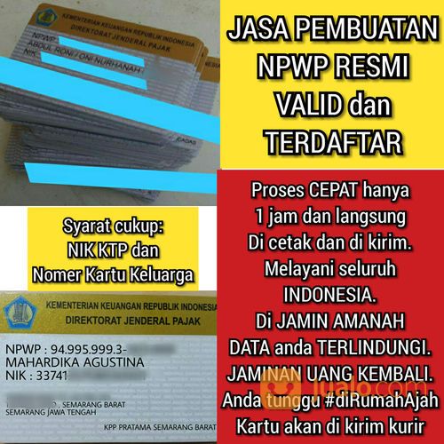 Terima Jasa Pembuatan NPWP Online Resmi. Kartu Akan Di Kirim Ke Rumah Anda