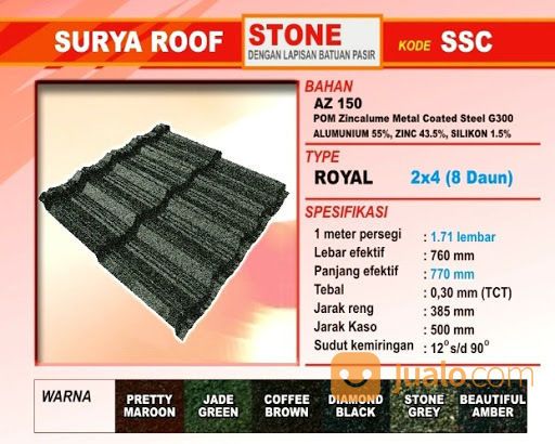 Atap Genteng Metal Surya Stone +Jasa Pasang Harga Sendiri