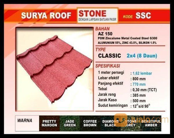 Atap Genteng Metal Surya Stone +Jasa Pasang Harga Sendiri