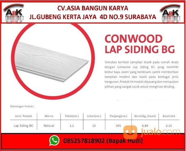 Conwood Lap Siding BG (Dinding) + Jasa Pasag Harga Sendiri