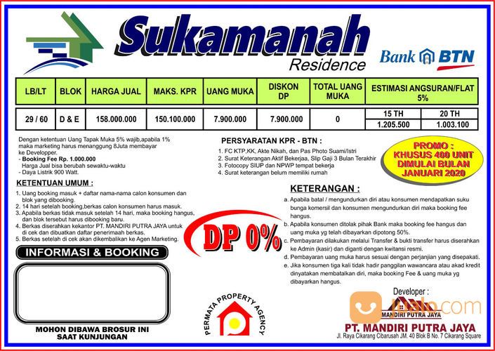 Sukamanah Residence Promo DP 0 Ready Stok Siap Akad Sukatani Cikarang Utara