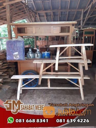 Rombong Atau Gerobak Angkringan Roda Tiga Paket Komplit