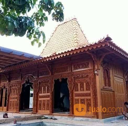 Rumah Adat Jawa Joglo Gebyok Kayu Jati Tumpangsari Ukiran Soko20cm Luas 10X10meter