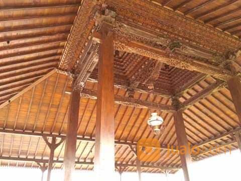 Rumah Adat Jawa Joglo Gebyok Kayu Jati Tumpangsari Ukiran Soko20cm Luas 10X10meter