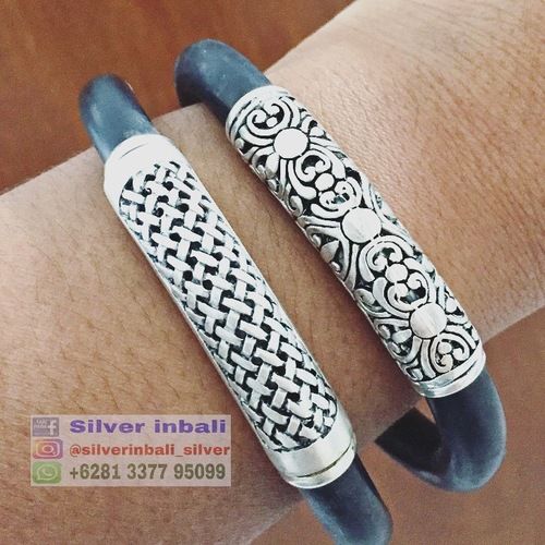 Gelang Perak Bakar Bali Plat Silver Ukiran Bali