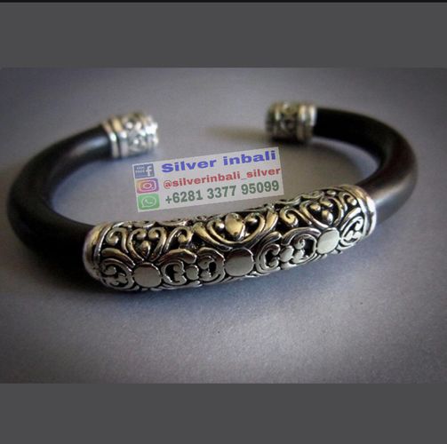 Gelang Perak Bakar Bali Plat Silver Ukiran Bali