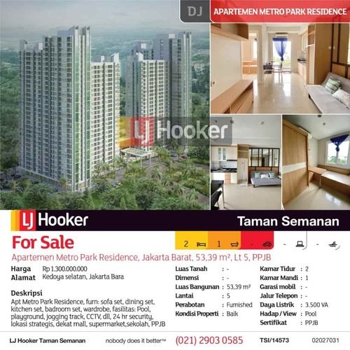 Apartemen Metro Park Residence, Jakarta Barat, 53,39 M, Lt 5, PPJB