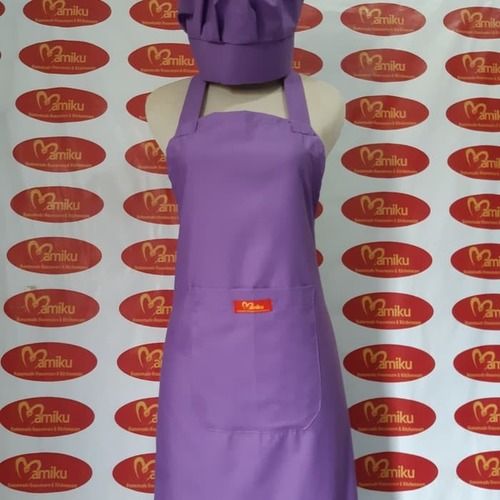 Celemek Set Topi Koki Polos Bahan Katun