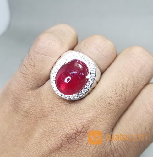 Batu Cincin Rubi Merah Delima Bagus Asli Kode 2132a