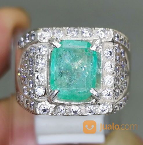 Batu Cincin Zamrut Kolombia Asli Bersertifikat Kode 2088a