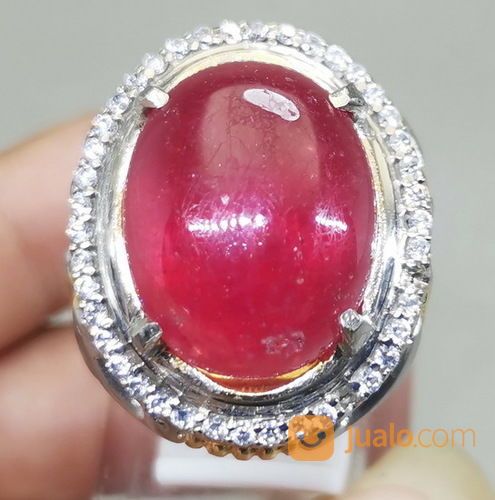 Batu Akik Merah Delima Rubi Size Kantoran Asli Kode 2039 56/70