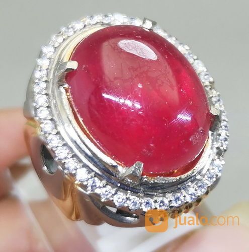 Batu Akik Merah Delima Rubi Size Kantoran Asli Kode 2039 56/70