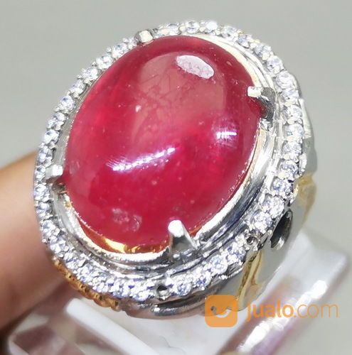 Batu Akik Merah Delima Rubi Size Kantoran Asli Kode 2039 56/70