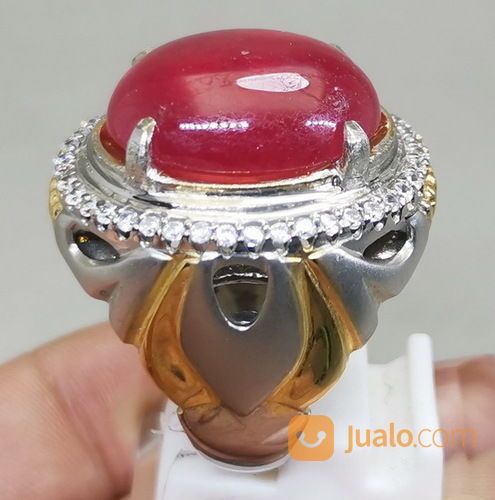 Batu Akik Merah Delima Rubi Size Kantoran Asli Kode 2039 56/70