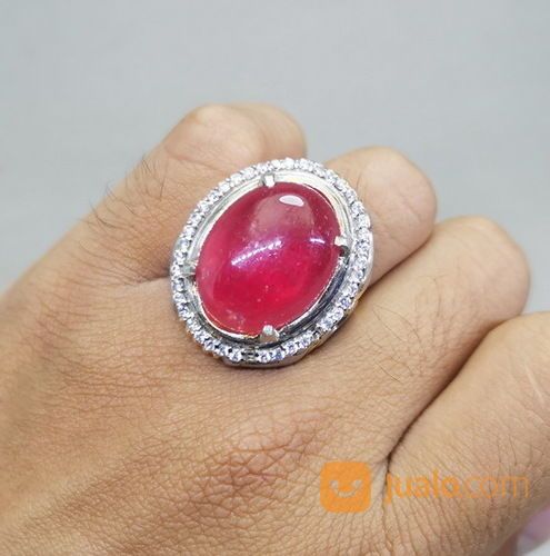Batu Akik Merah Delima Rubi Size Kantoran Asli Kode 2039 56/70