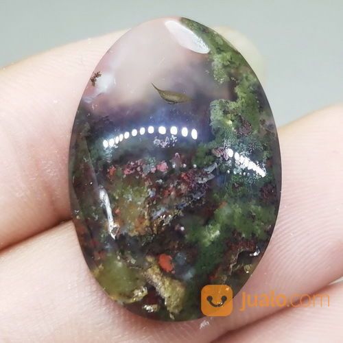Batu Akik Lumut Hijau Merah Bagus Trenggalek Asli Kode 2010