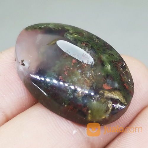 Batu Akik Lumut Hijau Merah Bagus Trenggalek Asli Kode 2010