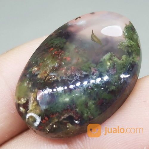 Batu Akik Lumut Hijau Merah Bagus Trenggalek Asli Kode 2010