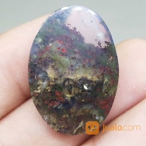 Batu Akik Lumut Hijau Merah Bagus Trenggalek Asli Kode 2010
