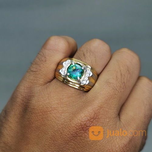 Cincin Batu Permata Topas Hijau Asli Kode 2003