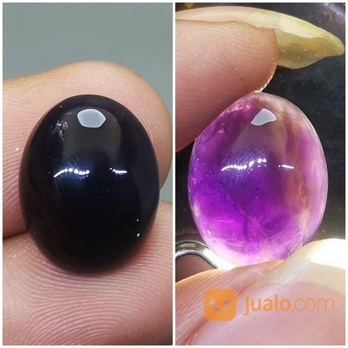 Batu Akik Kecubung Wulung Hitam Tembus Ungu Asli