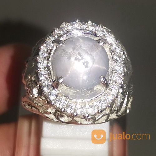 Cincin Batu White Safir Star Putih Selon Asli