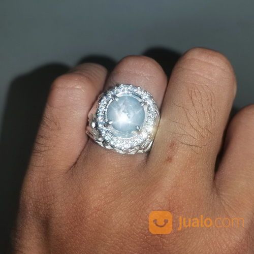 Cincin Batu White Safir Star Putih Selon Asli