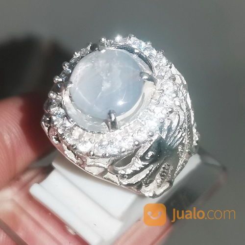 Cincin Batu White Safir Star Putih Selon Asli