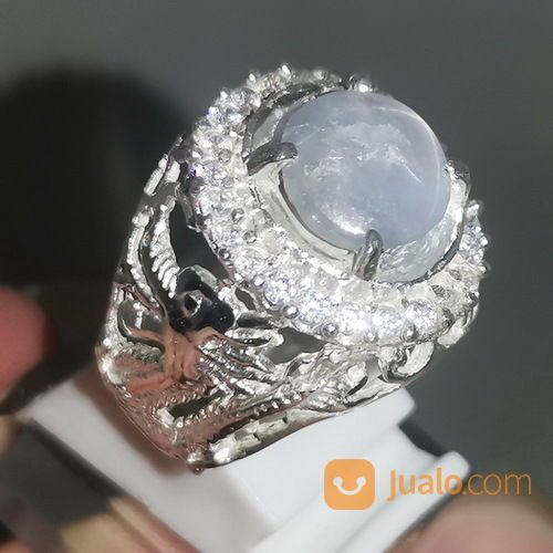 Cincin Batu White Safir Star Putih Selon Asli