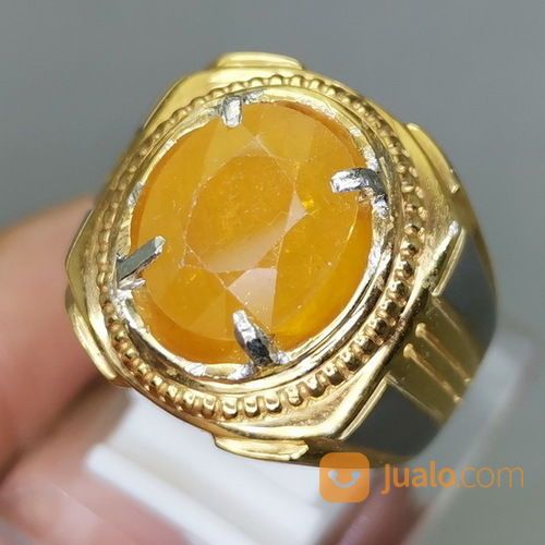 Cincin Batu Akik Yakut Yellow Sapphire Asli