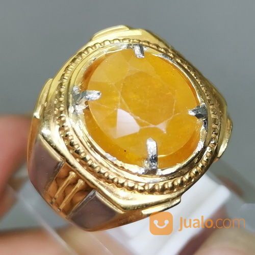 Cincin Batu Akik Yakut Yellow Sapphire Asli