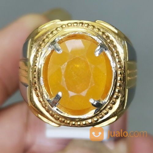 Cincin Batu Akik Yakut Yellow Sapphire Asli