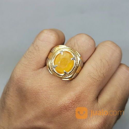 Cincin Batu Akik Yakut Yellow Sapphire Asli