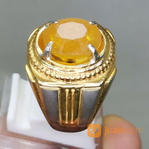 Cincin Batu Akik Yakut Yellow Sapphire Asli