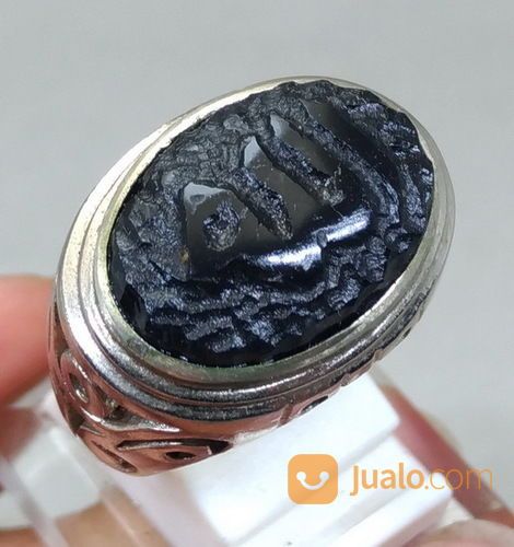Cincin Batu Giok Hitam Lafadz Allah Blackjet Asli