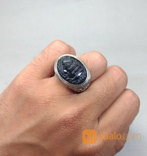 Cincin Batu Giok Hitam Lafadz Allah Blackjet Asli