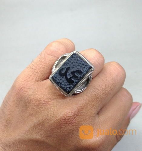 Cincin Batu Giok Hitam Blackjet Lafadz Muhammad Asli