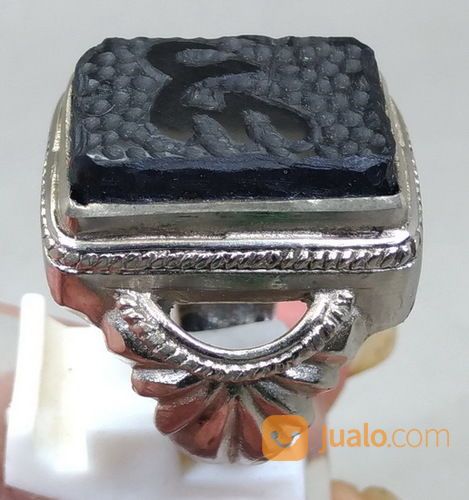 Cincin Batu Giok Hitam Blackjet Lafadz Muhammad Asli