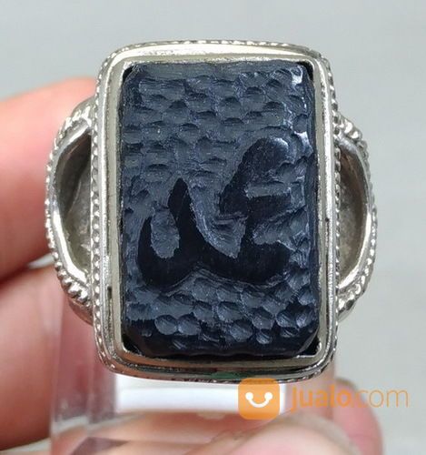 Cincin Batu Giok Hitam Blackjet Lafadz Muhammad Asli