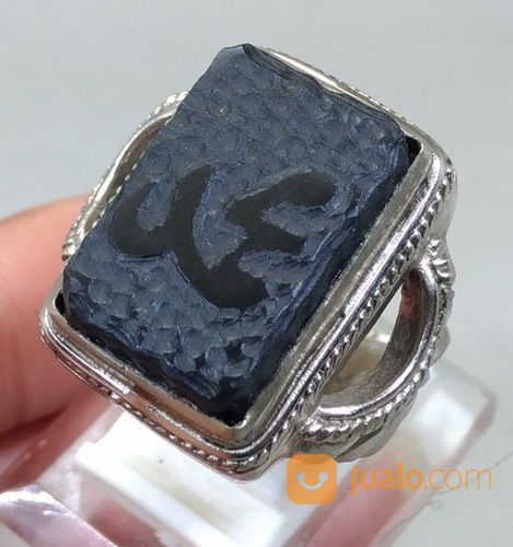 Cincin Batu Giok Hitam Blackjet Lafadz Muhammad Asli