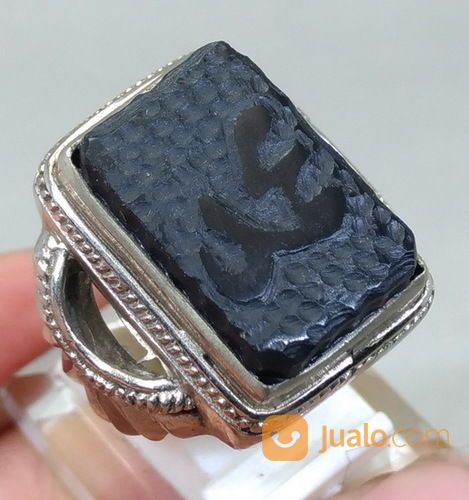 Cincin Batu Giok Hitam Blackjet Lafadz Muhammad Asli
