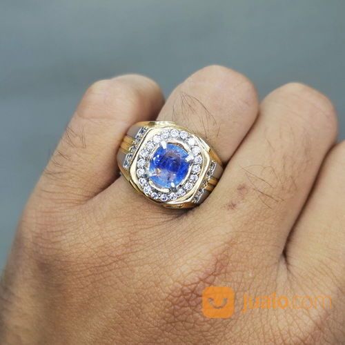 Cincin Batu Permata Blue Safir Srilangka Asli Kode 1939