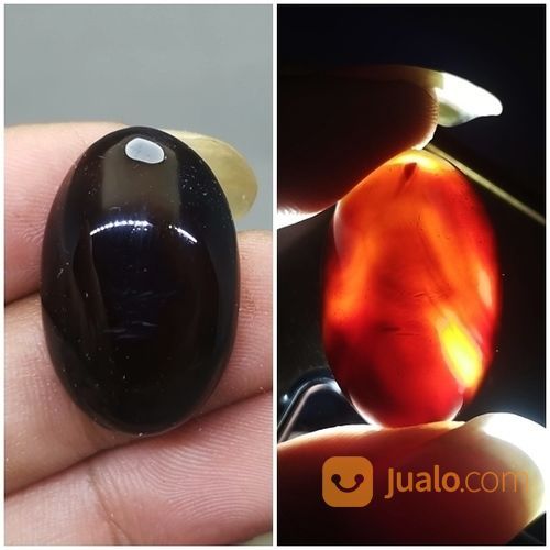 Batu Akik Yaman Wulung Hitam Sinar Merah Asli Kode 1929