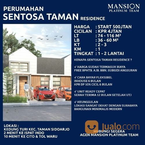 Perumahan Sentosa Taman Residence Kedungturi Sidoarjo Dekat Ispat Cito