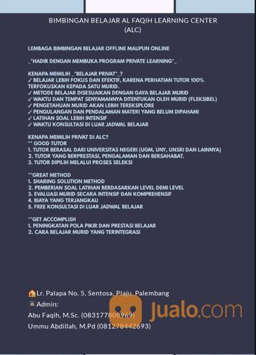 Jasa Les Privat MIPA Online/Offline Palembang