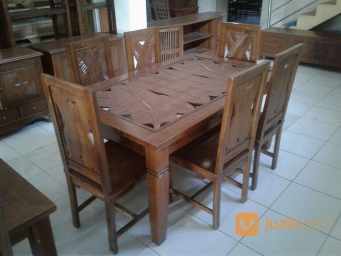 Meja Makan Set 6 Kursi Jati Jepara Indah 7r9j