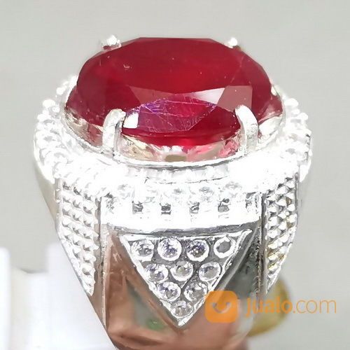 Cincin Batu Permata Ruby Merah Darah Kating Ring Perak Asli