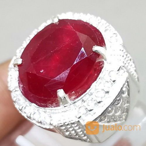 Cincin Batu Permata Ruby Merah Darah Kating Ring Perak Asli